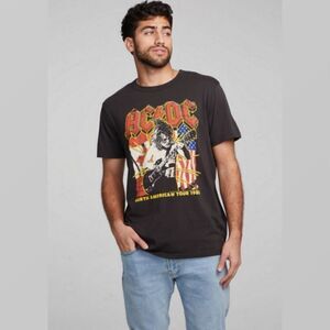 AC/DC North American Tour Distressed Graphic Tee Guitar Music American Flag NWT